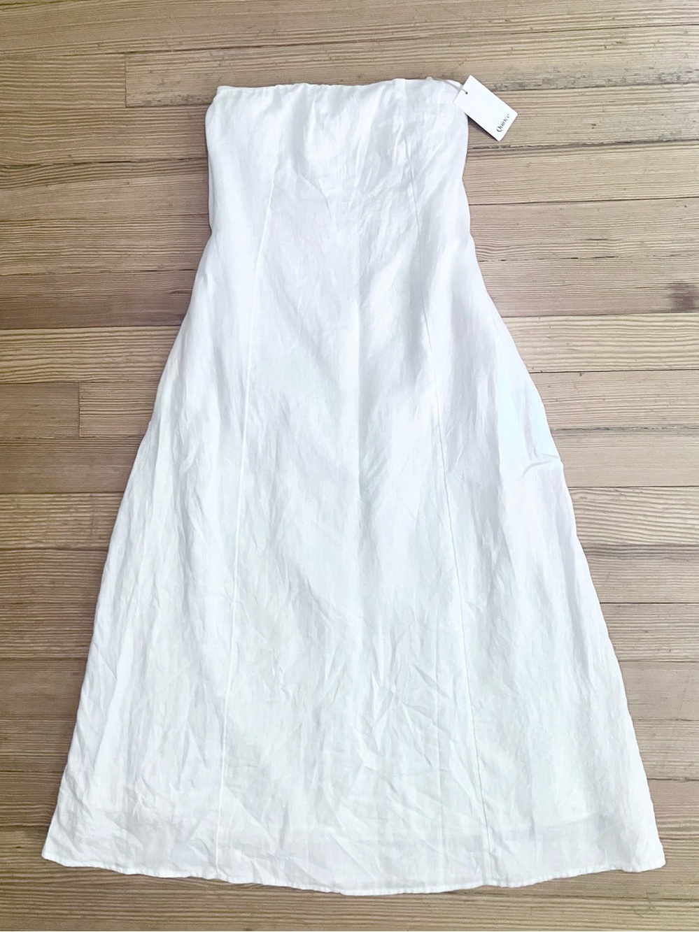 NWT Quince 100% European Linen Strapless Maxi Dress in White Sz S - Picture 5 of 15